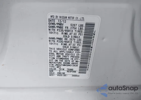 2013 Nissan Murano Sl from USA, damaged, VIN JN8AZ1MW3DW313436
